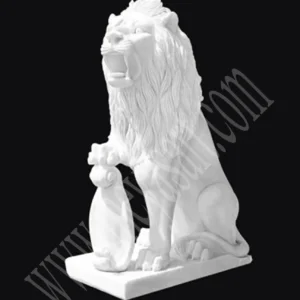 Lion White Marble for Indoor and Outdoor by Meya’s Art Gallery